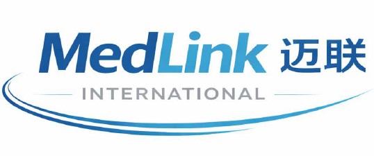 MedLink公司标志，蓝色医疗科技主题图标，简洁现代设计